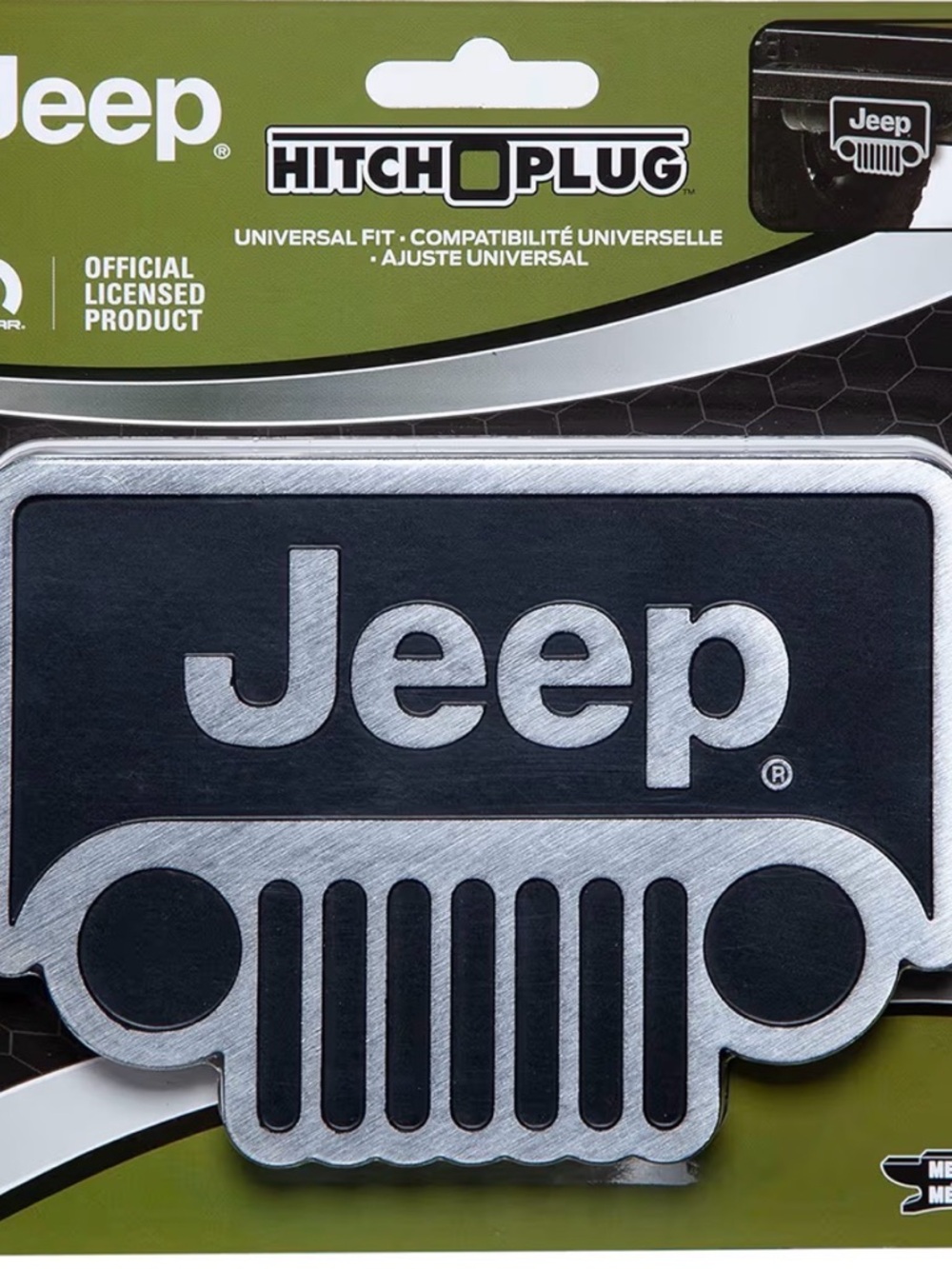 Jeep black amd silver and Black Hitch Plug Badge